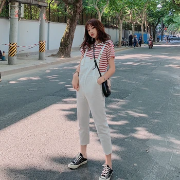 

Summer Fashion Fresh Bib Pants Youthful Student Wild Jumpsuit Korean Casual Overalls