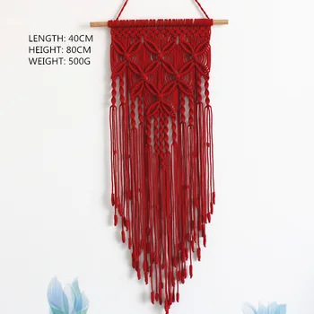 

Macrame Woven Wall Hanging Bohemian Woven Tapestry Cotton Tassels Exotic Wind Home Decoration Pendant
