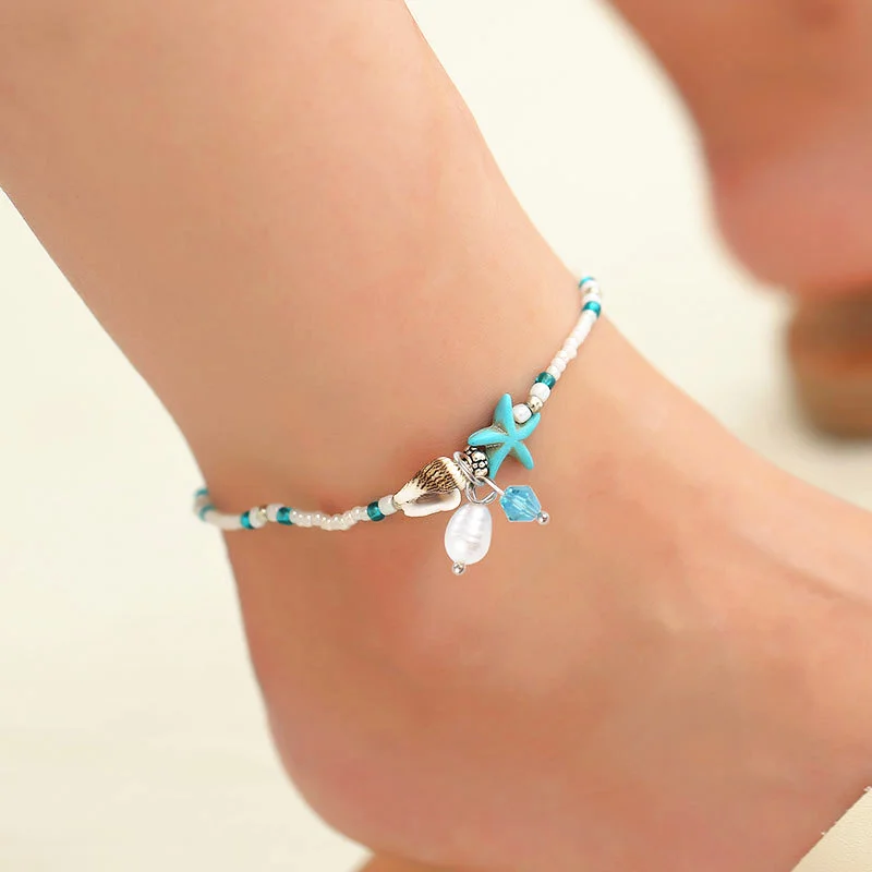 

Ufavoirte Pendant Anklets 2019 For Women New star Pearl Beads Shell Anklet Bohemian Bracelets On Leg Ocean Jewelry Drop Shipping