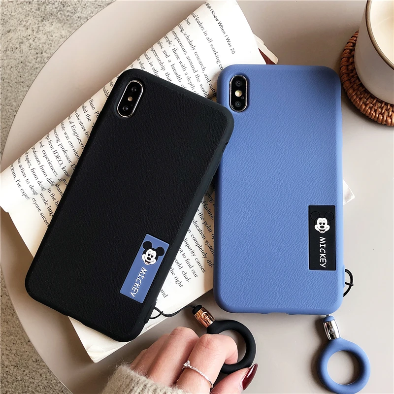 

Cartoon Mickey Mouse Phone Case For iphone 7 7plus 6 6s 8 Plus X XR XS XS Max Matte soft silicone ring grip Backe Cover