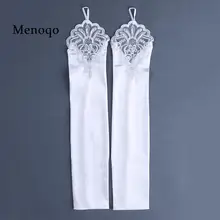 В без пальцев аппликация Белые Свадебные перчатки Свадебные аксессуары опера Свадебные перчатки