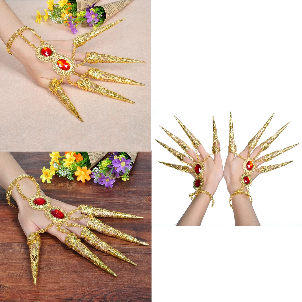4x Womens Girls Dancing Finger Jewelry Belly Dance Nail Finger Indian Thai
