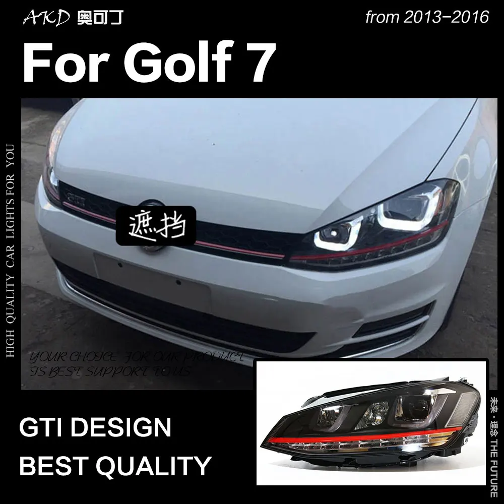 AKD автомобильный Стайлинг для VW Golf 7 фары Golf7 светодиодный налобный фонарь GTI дизайн DRL Hid головной фонарь Ангел глаз биксеноновый луч аксессуары