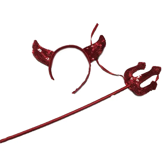 COLDKER Ladies Halloween Devil Fancy Dress Cosplay Costume Headband With Fork - Image 2