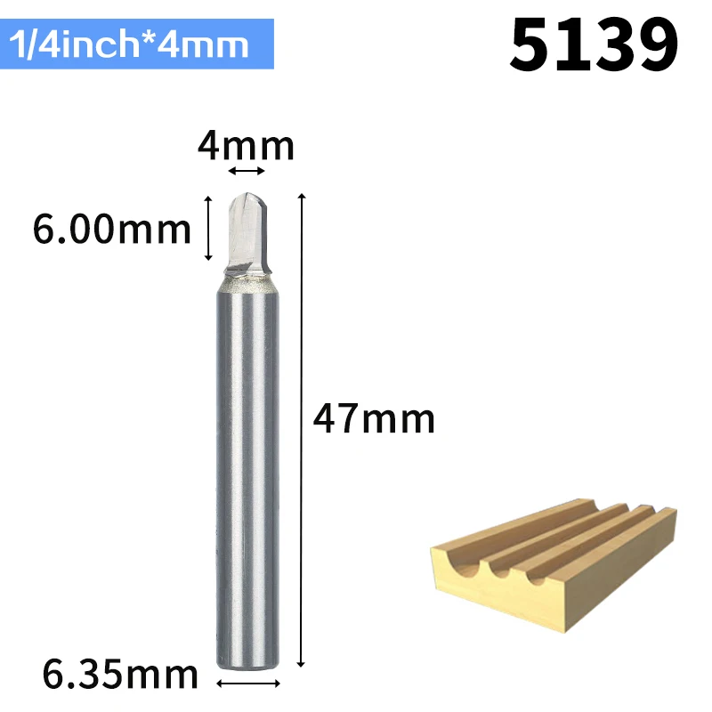 HUHAO 1 шт. 1/" 1/4" хвостовик деревообрабатывающий резак удлиняющий Глубокий круглый фреза вольфрамовый карбидный инструмент для гравировки - Длина режущей кромки: 5139