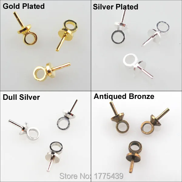 

Free Shipping (200Pcs=1Lot !) Jewelry Eye Pin Pearl Charm Connector Bail For Pendants 2.5X6.5MM Gold Silver Bronze Plated