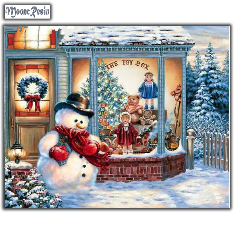 

MOONCRESIN Diy Diamond Painting Cross Stitch Snowman Christmas Tree Gifts Diamond Embroidery Christmas Diamond Mosaic Decoration