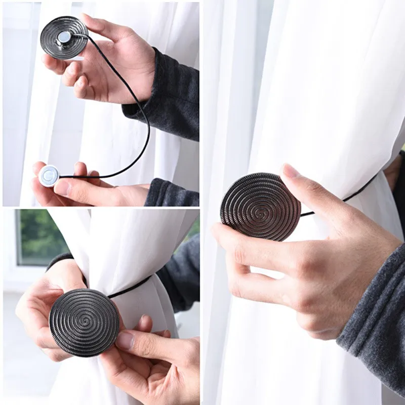 

Curtains Buckle Metallic Circle Magnetic Magnet Curtain Tieback Clip Window Accessories