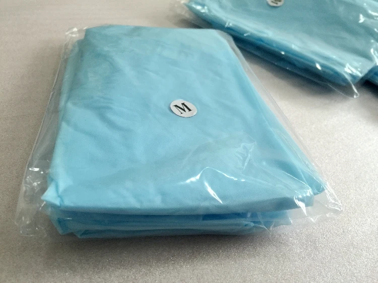 10 шт. синий одноразовые пластиковые хирургические CPE защитный чехол водонепроницаемый фартук с длинными рукавами высокое уплотнение противоизносное платья костюм ткань