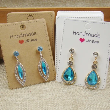 

5*6.5cm white /kraft handmade with love jewelry display packing card earring card 100pcs per lot