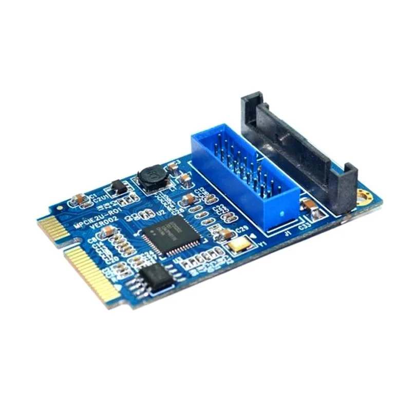 Материнская плата Mini PCI Express Dual USB 3,0 19-pin карты расширения адаптер PCI-E-устройство работающее от прикуривателя с 2 портами USB 3,0 SATA адаптер XXM