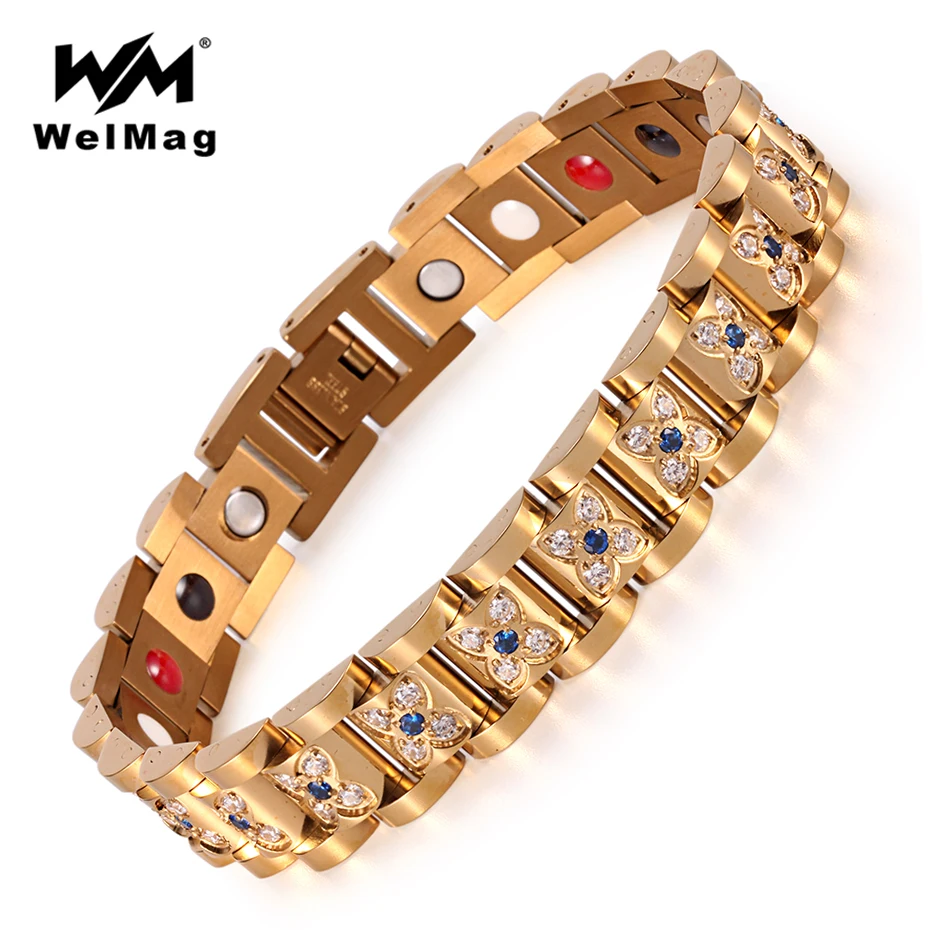 Женский магнитный браслет WelMag украшение из нержавеющей стали германиевое с