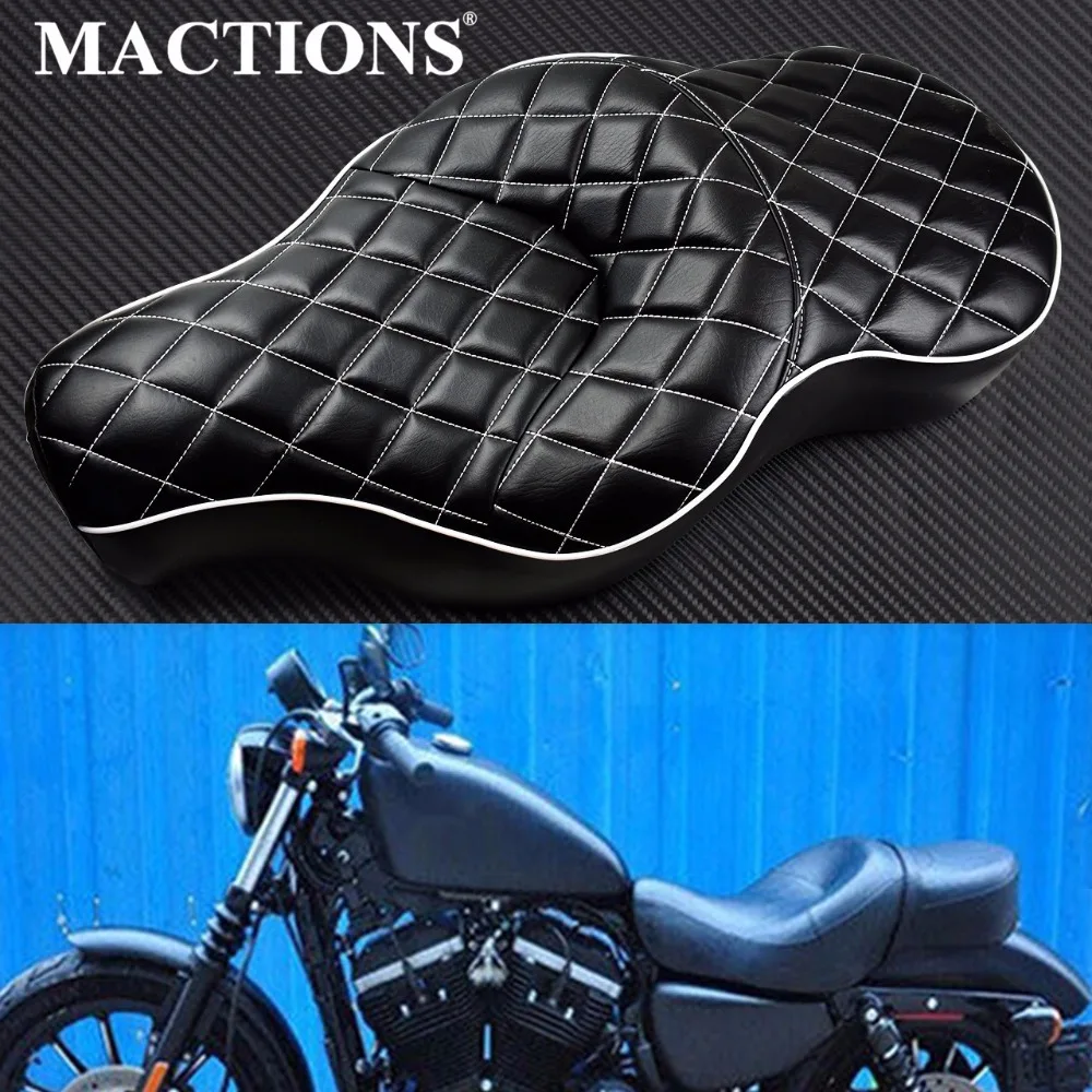 Кожаное сиденье с двумя сидениями для водителя мотоцикла и пассажира Harley Sportster Iron