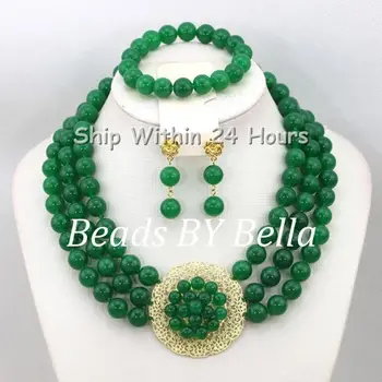 

New Arrival Green Beads Necklace Set Christmas Gift Jewelry Set African Wedding&Party Beads Jewelry Set Free Shipping ABC918