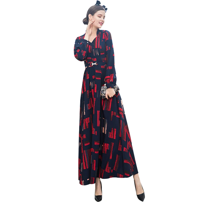 Vintage Striped Long Dress