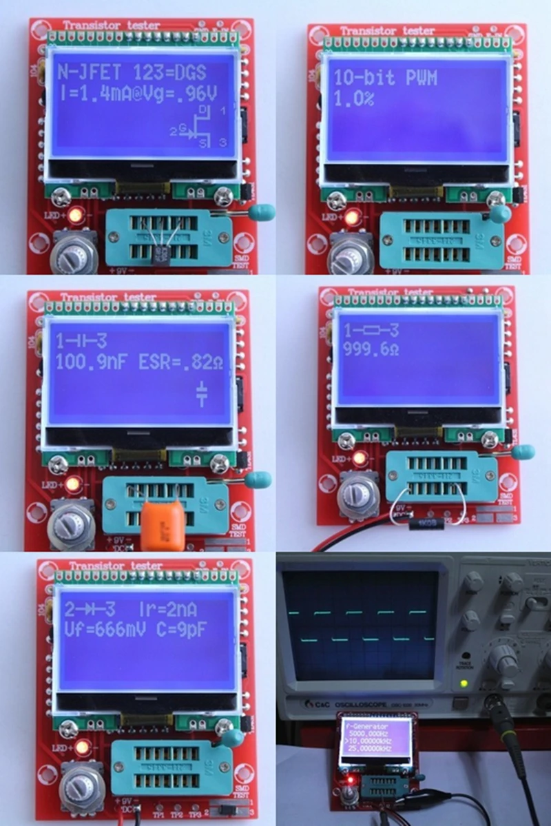 DIY наборы M328 Транзистор тестер LCR диод емкость ESR метр ШИМ меандр генератор сигналов частоты