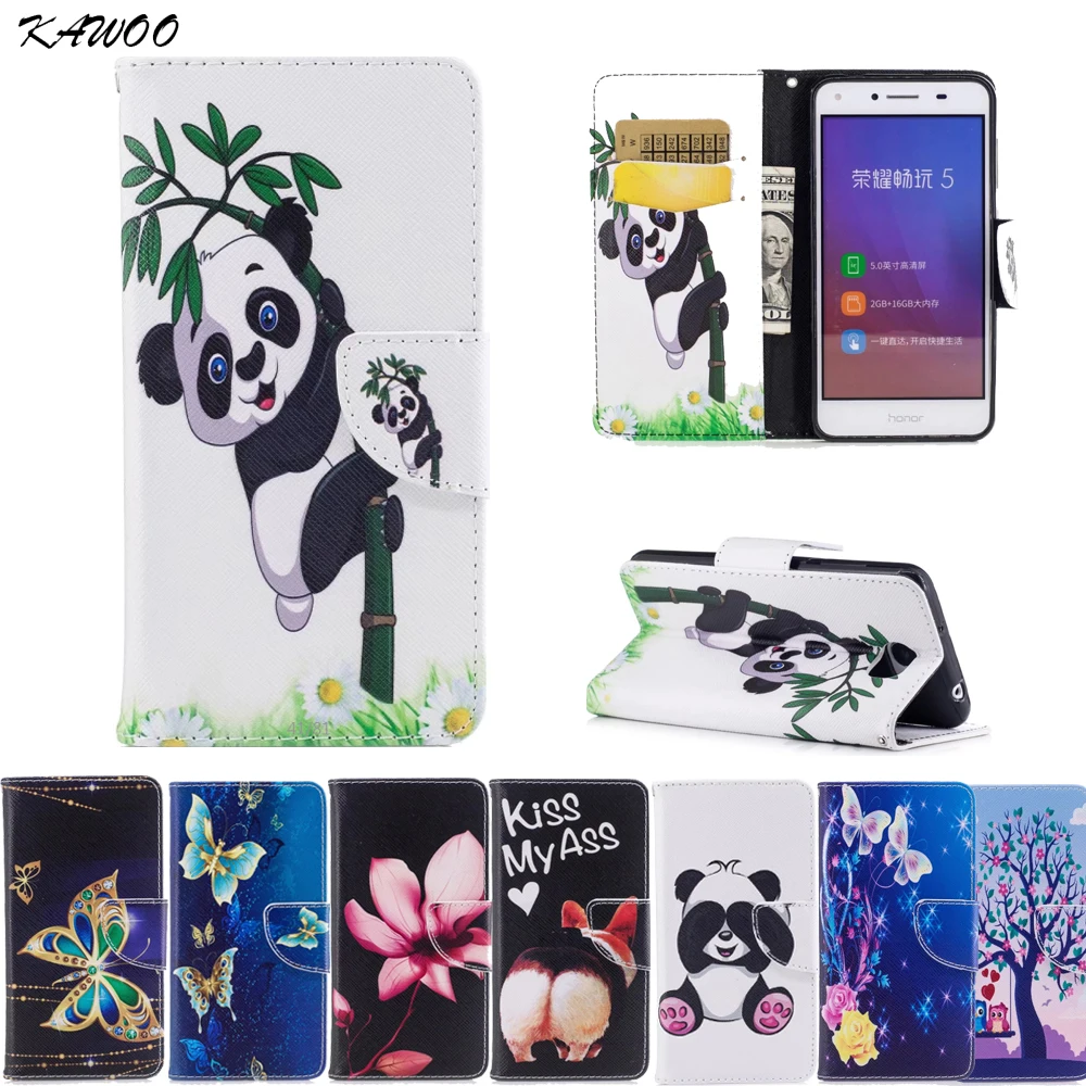 

Leather Case For Huawei Y5II Y5 II 2 / Y6 II Compact Case For Honor 5A LYO-L21 Wallet Card Slot Flip Patterned Capa Cover Fundas