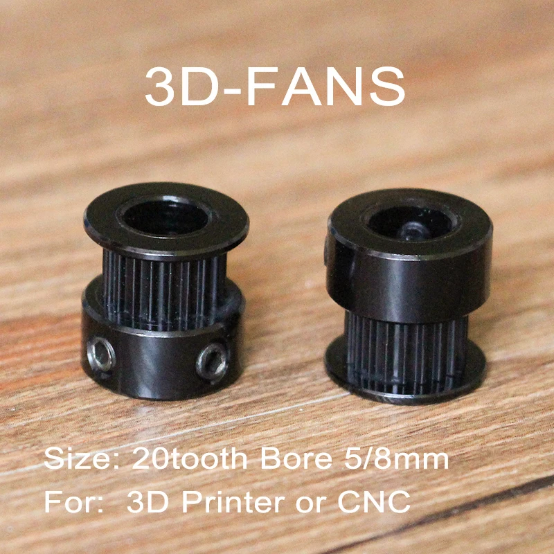 Детали для 3D принтера GT2 шкив алюминиевый 20 Диаметр зуба 5 мм 8 мм зубчатое колесо для 2GT Ширина ремня 6 мм черный