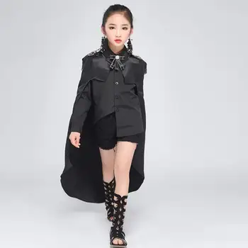 

Girls Fashion Catwalk Costume Children Cloak + Tie + Epaulettes + Shirt +Pants Suit Yu Sister Style Modis Kids Clothes Y1385