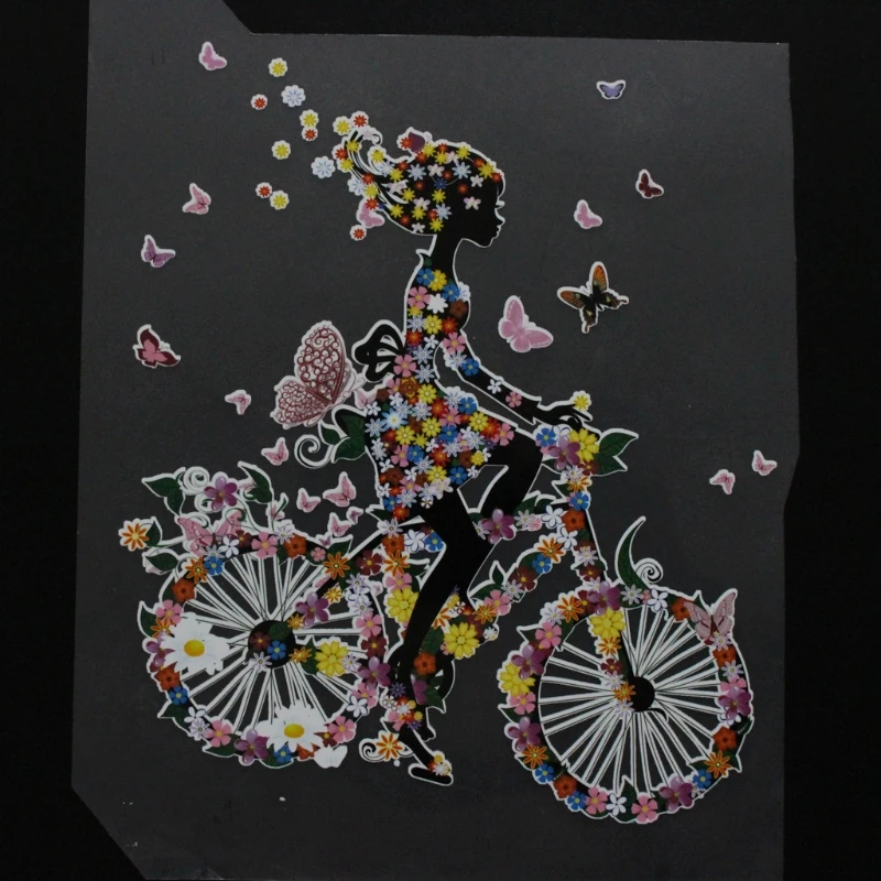 

Iron On Appliques Girl Riding Bike Patches Heat Transfer Stickers DIY Printing