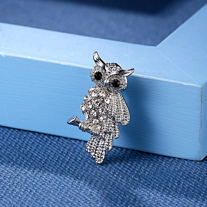 Fashion Bird Owl Crystal Rhinestones Brooches Antique Brooch Pins for Women Wedding Bride Jewelry For Women