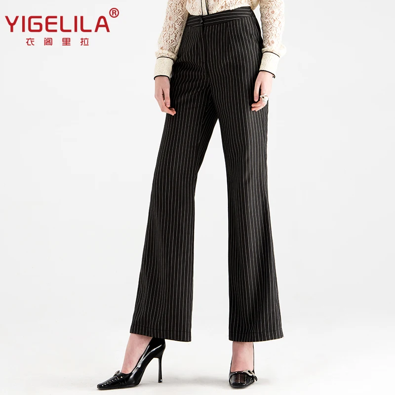Бренд YIGELILA 5289 последняя весна новый для женщин в полоску полной длины широкие брюки