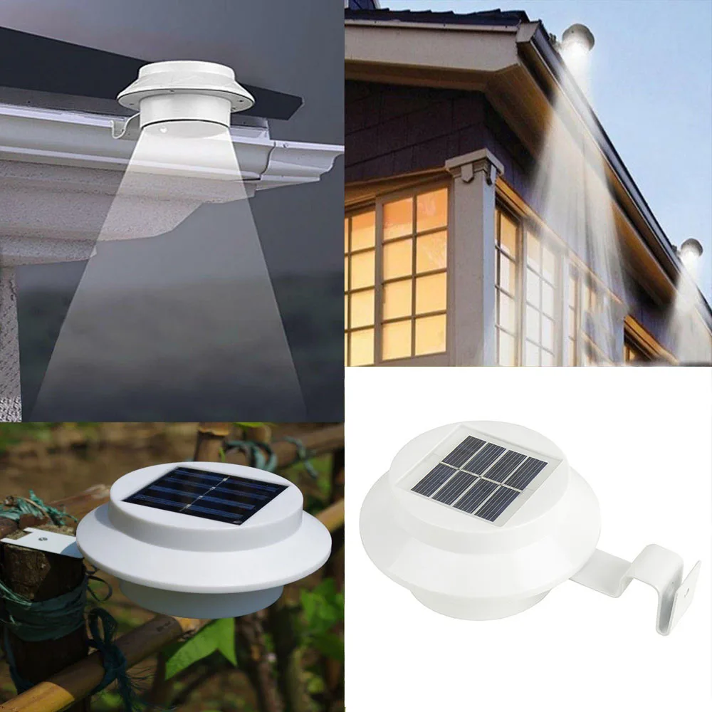 3 светодиода Открытый солнечный светильник Настенный с датчиком настенный