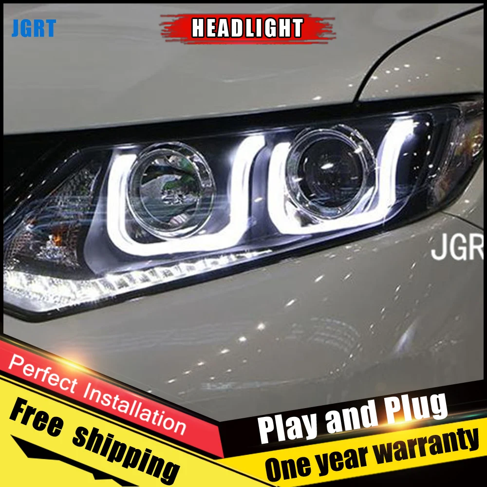 Автомобильный стиль светодиодный фары для nissan X-Trail 2011- для головного фонаря светодиодный DRL Объектив двойной луч H7 HID Xenon bi xenon объектив