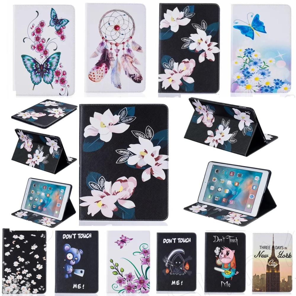 

For iPad air 1 PU Leather Case 9.7'' Colorful Painting Protective Stand For Apple iPad 5 air 1 Tablet Shockproof Smart Cover