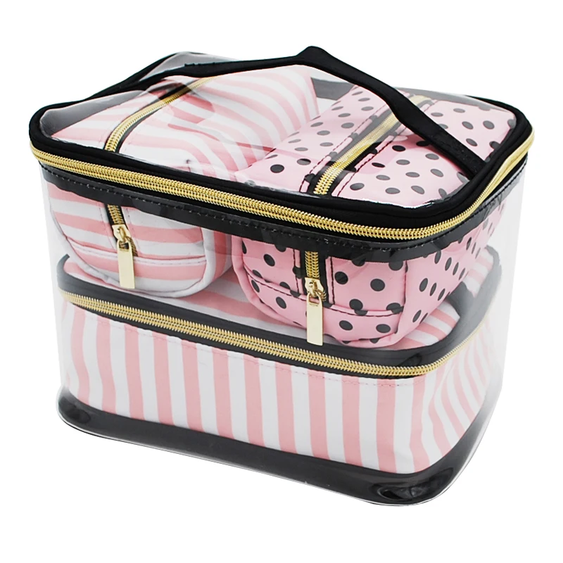Cheap Price PVC Transparent Cosmetic Bag Women's Pink Travel Waterproof