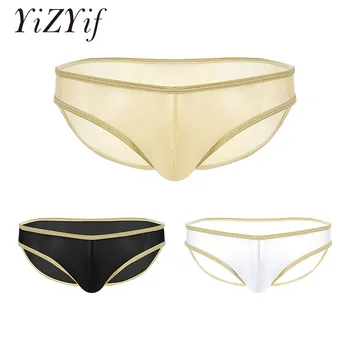 

Sexy Mesh Underwear Men Briefs Lingerie Ultra Thin Mesh See hrough Sheer Elastic Waistband Bulge Pouch Bikini Briefs Underpants