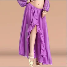 Новые костюмы для танца живота сексуальный старший шифон сплит юбка танец живота для женщин юбки для танца живота