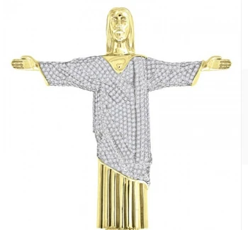 

box chain 60cm Simulated diamonds 70mm big pendant jesus pendant Christ the Redeemer bling hip hop mens necklace
