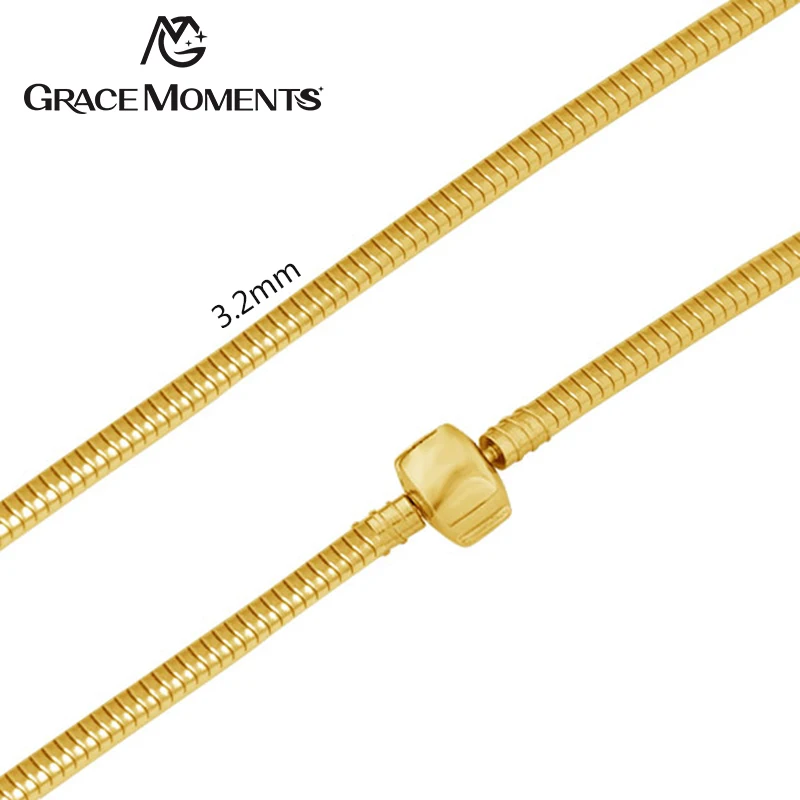 Grace Moments 3.2mm Necklace Snake Chain Barrel Clasp Stainless Steel