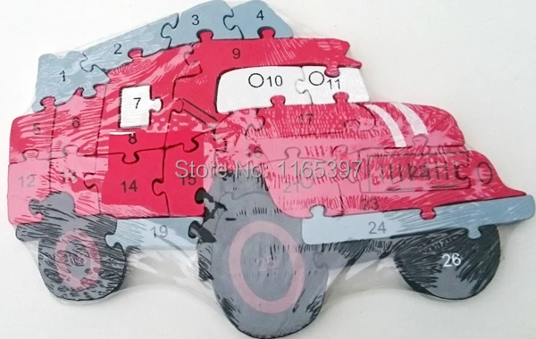 wooden jigsaw puzzle car with numbers and letters colorful educational toy-1