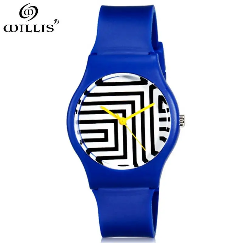 

WILLIS Brand Wrist Watch Women Watches Quartz Maze Fashionable Leisure Girls waterproof Watches Zebra Pattern Silicone Strap