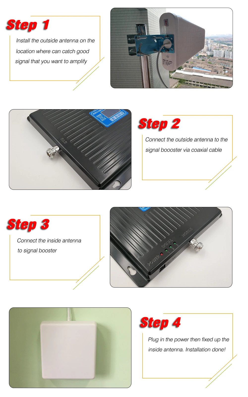 Tri Band Mobile Repeater GSM 900 UMTS 2100 4G 1800 cellular Signal Booster LTE 70dB Gain 2G 3G 4G Amplifier With AGC (5)