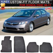Для Honda Civic MK8 LHD 2006 2007 2008 2009 2010 2011 Пользовательские автомобильный коврик коврики авто интерьер из нейлона защитную пленку, 4 предмета в комплекте