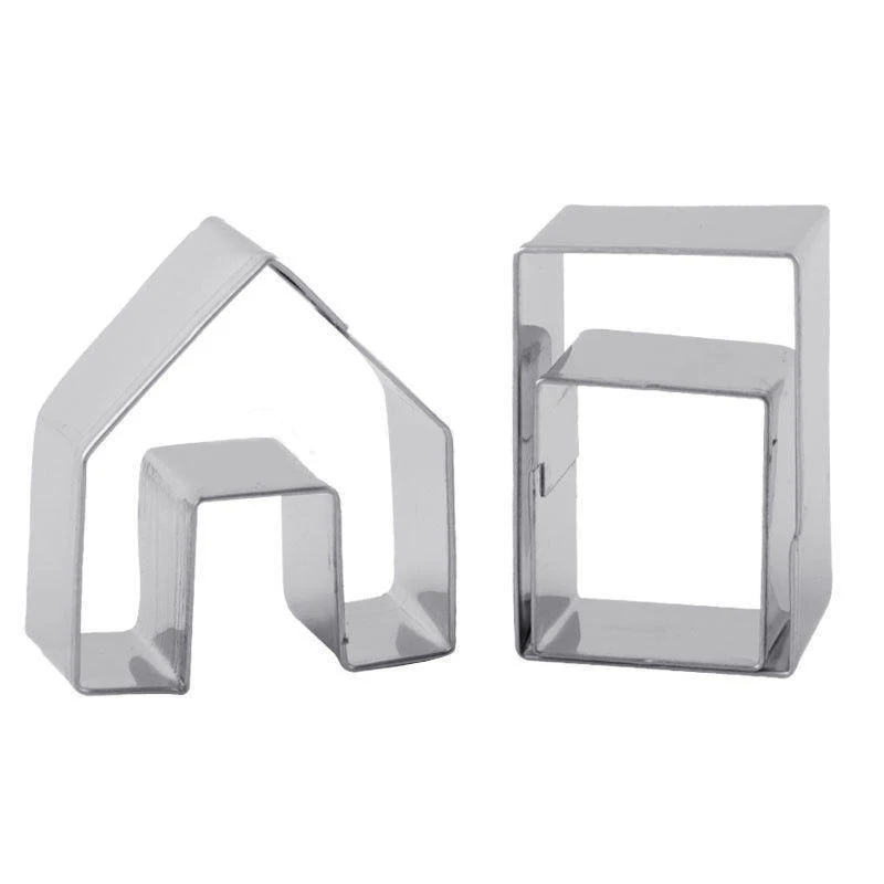 JX-LCLYL 3Pcs Mini Stainless Steel Gingerbread House Cookie Cutter Set Biscuit Mold