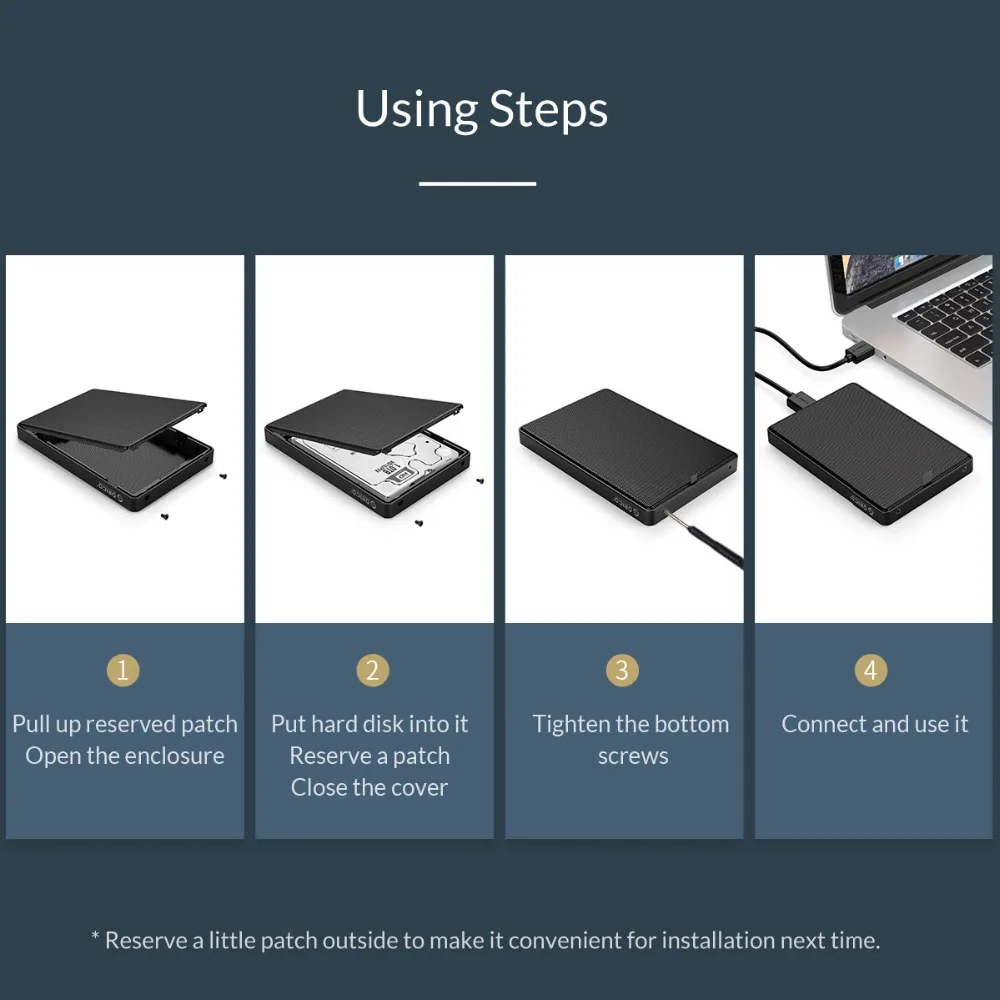 ORICO 2.5 Inch HDD Case SATA to USB C Full Mesh HDD Enclosure For Samsung Seagate Hard Disk Drive Box External HDD SSD Adapter