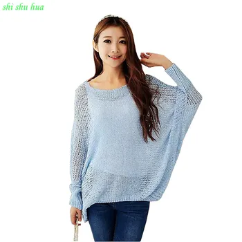 

Girls Clothes Flat Line Knit Sweater Bat Sleeves Elastic Loose Woven Outerwear 10-18 Y Children Quality Clothing 2019 Hot Sale