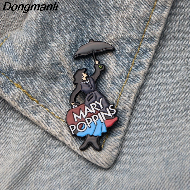 

20pcs/lot DMLSKY Mary Poppins Cute Brooch Metal Enamel Pin Women and Men Fashion Brooches Clothes badge Collar Pins M2879
