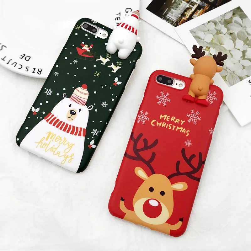 Чехол для телефона Рождество iPhone 7 8 Plus X XS XR Max мультфильм Рождественский олень и