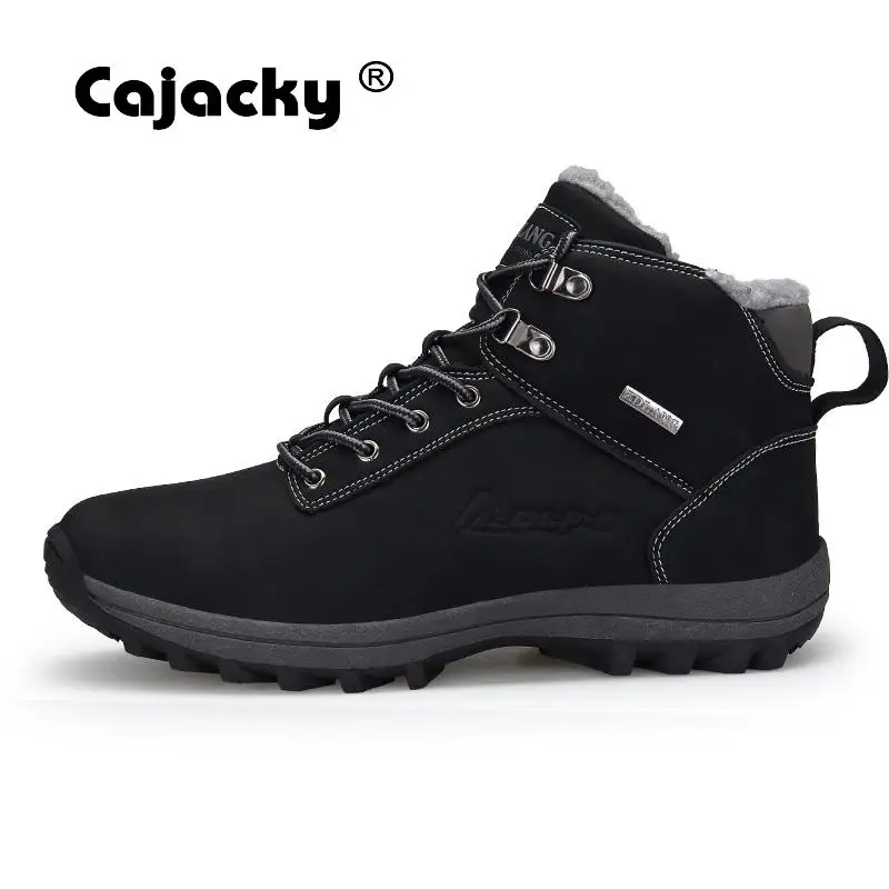 

Cajacky Winter Men Outdoor Boots Plus Size High Quality Unisex Hiking Shoes With Plush Men Ankle Botas Hombre Warm Fur Boots 47