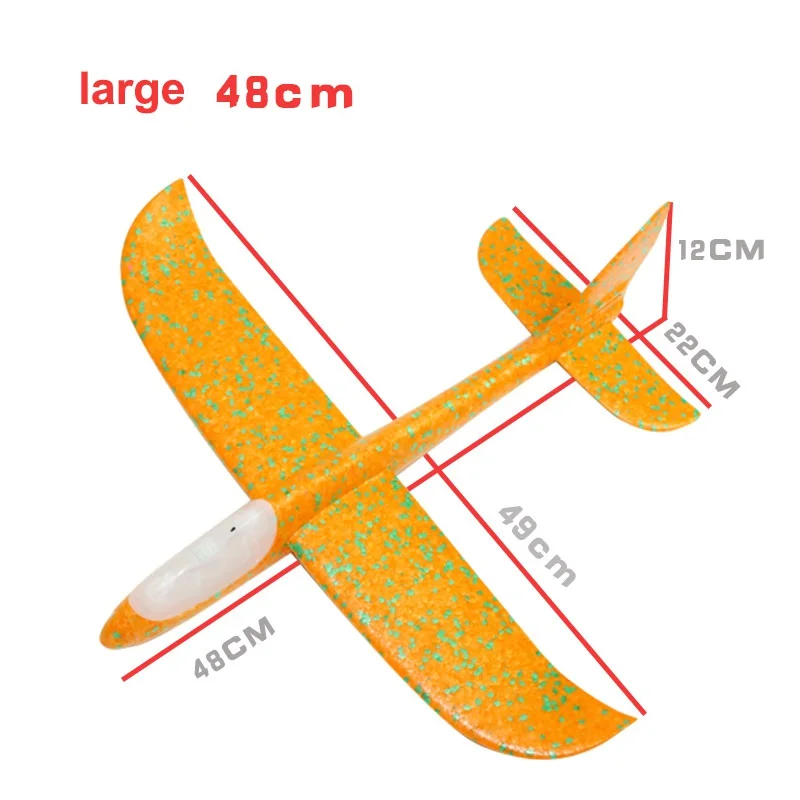 Flying Mini Foam Throwing Glider Inertia Led Night Aircraft Toy Hand Launch Airplane Model Light Toys For Kid 48cm LED Light hot