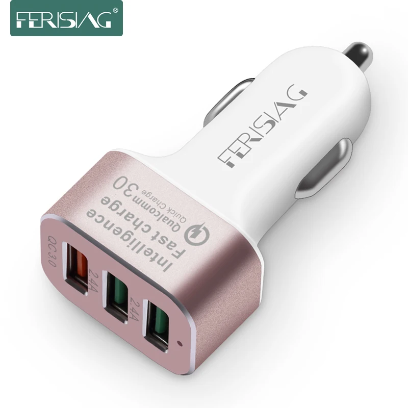 FERISING USB Автомобильное зарядное устройство 3 порта Быстрая зарядка 0 7.8A двойное