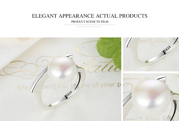 WOSTU, дизайн, 925 пробы Серебряное минимальное жемчужное кольцо на палец для женщин, модное Аутентичное ювелирное изделие S925, подарок FIR034