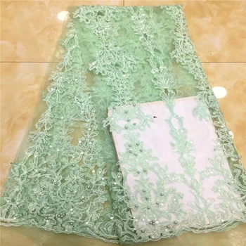 

VILLIEA 2019 High Quality Nigeria Wedding African Lace Fabric With Beads Embroidery African French Tulle Lace Fabric