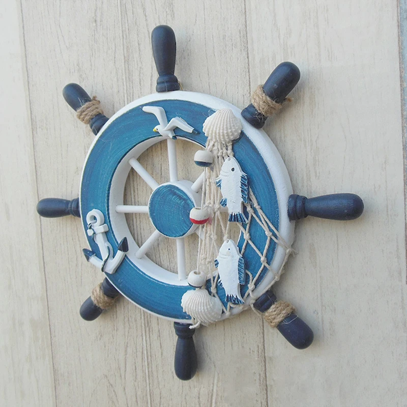 

Wood Crafts Mediterranean Style Decoration Helmsman Home Decoration Pendant Hanging Ornaments 23 Cm Helmsman Wooden Rudder
