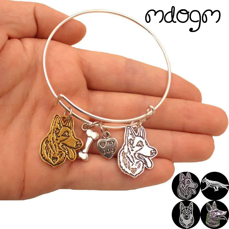 

2019 Hot Sale Animal Bracelet Bangles German Shepherd Dog Love Alloy Metal Men Women Cute Fashion Male Female Girls S063